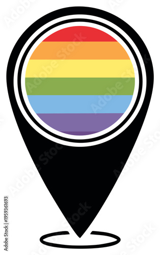Free Download Location pin with rainbow flag inside circle symbol - GFXLoad