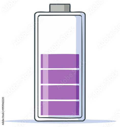 Illustration of a partially charged battery icon with purple levels