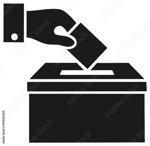 Hand casting vote in ballot box Voting process Election symbol Political choice Representation