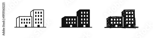City Buildings and Office Towers Icon Set
