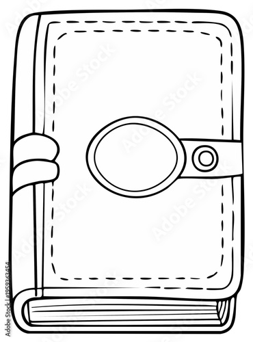 Illustrated book with clasp and stitched border