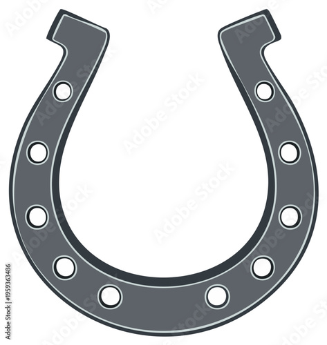 Gray Horseshoe Illustration: Luck Symbol, Horseshoe Shape, Graphic Icon, Traditional Charm