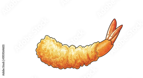 Crispy Fried Shrimp Tempura Isolated on White Background