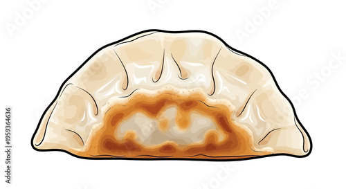 Crispy Pan-Fried Dumpling Illustration