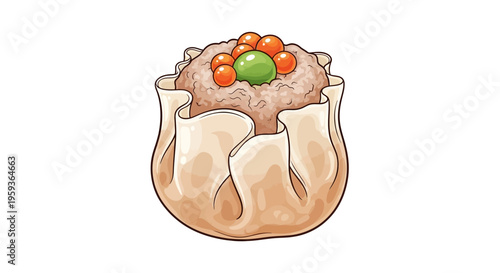 Delicious Dim Sum Shumai Dumpling with Toppings