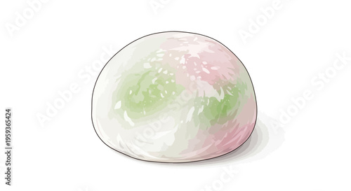 Japanese Mochi Dessert with Pink and Green Swirls