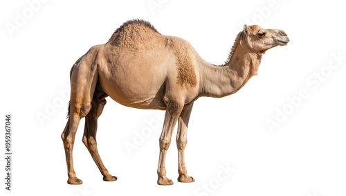 Fotografija A majestic Dromedary camel standing calmly, showcasing its unique desert adaptat