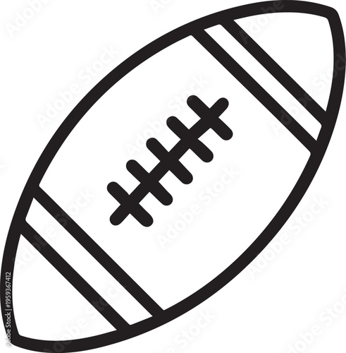 An illustrative outline of a football, ready to be caught, thrown, or kicked. A sleek, bold, and iconic illustration.