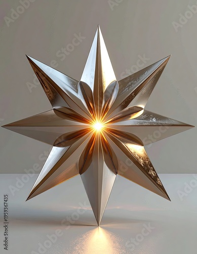 Metallic starburst, light emanating from center