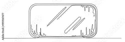 Continuous line drawing depicting a melting ice block with liquid drips, perfect for refreshing drink advertisements, cold product packaging, minimalist branding, or ecological themed