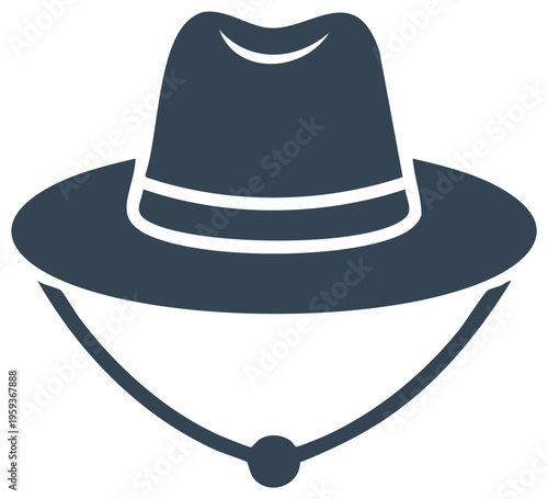 Navy pith helmet icon, exploration travel safari and protection headwear flat vector