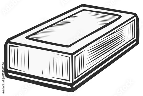 Matchbox sketch illustration with matchbox case outline engraving drawing