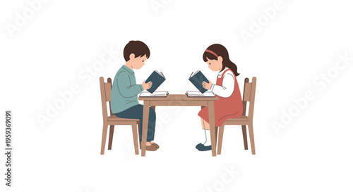 Two children sitting at a table.