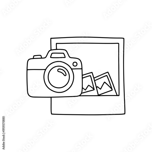 Minimalist Camera and Photo Frame Illustration for Creative Visual Content
