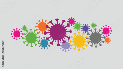 Colorful virus cluster abstract microbe chain composition isolated vector