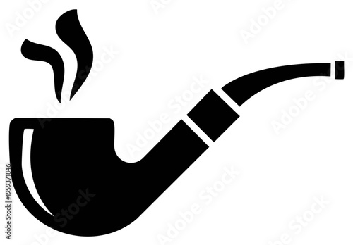 Classic smoking tobacco pipe with rising smoke vector icon