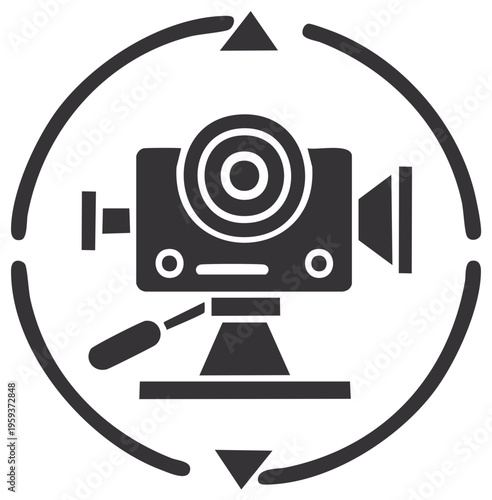Surveying Instrument Glyph Inside Circular Frame Land Measurement Device