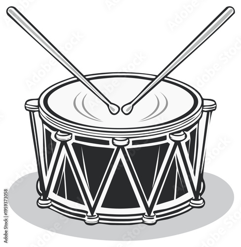 Classic Snare Drum and Drumsticks Illustration