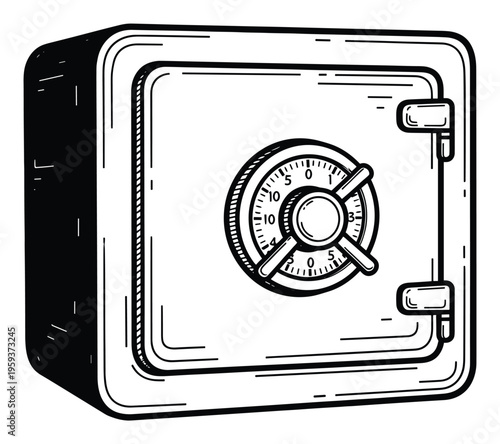 A secure strongbox with a combination lock dial representing financial protection and safe storage for valuable assets or confidential documents for use in business and security contexts.