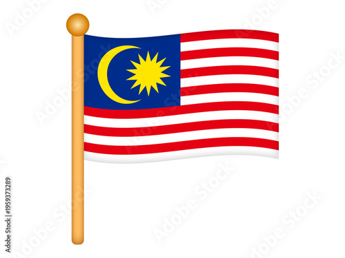 	なびくマレーシアの国旗のイラスト素材2