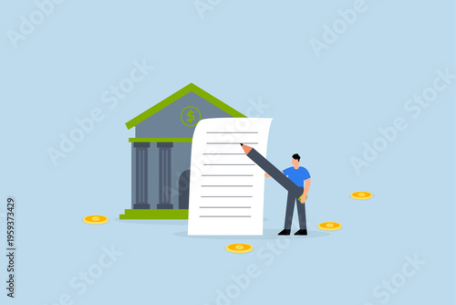 Obligation, Businessman putting his signature on required banking paperwork