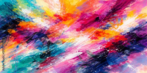 Bright abstract watercolor painting on canvas texture features a colorful grunge pattern with vibrant red and orange fire smoke swirls for an artistic wallpaper backdrop