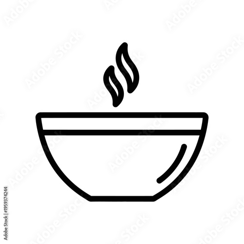 Minimalist Line Art Illustration of a Hot Soup Bowl with Steam