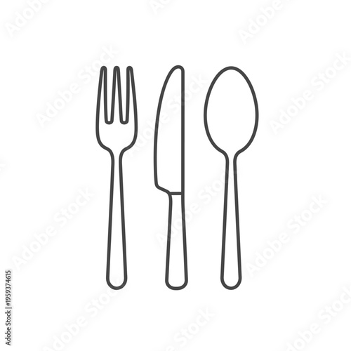 Minimalist Line Art Illustration of Fork Knife and Spoon for Dining Concept
