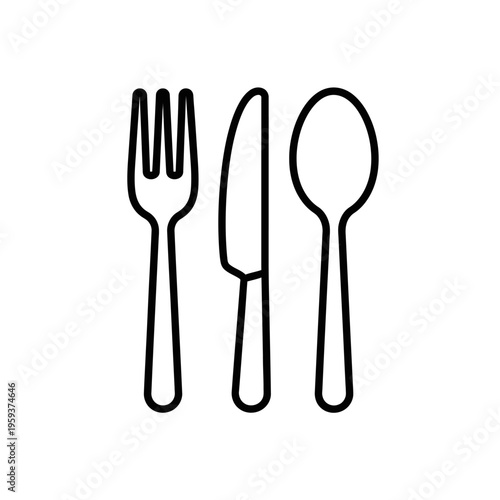 Minimalist Line Art Illustration of Fork Knife and Spoon for Restaurant and Dining Concepts