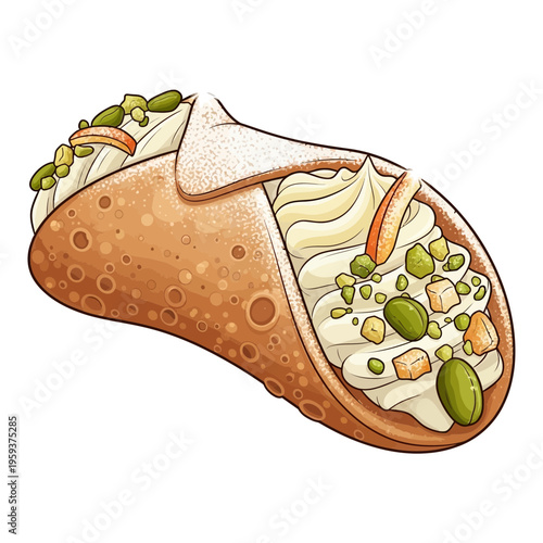 Delicious Cannoli Dessert Illustration