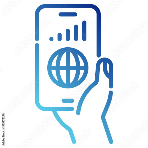5g signal. This is a vector single icon with a dashed line gradient style. It is suitable for various purposes, including website design, mobile app design, and logo design.