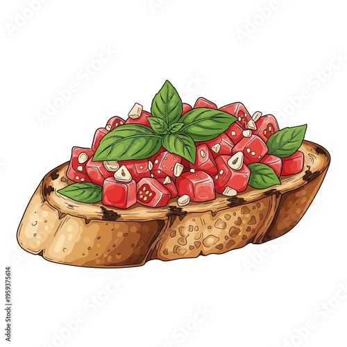 Fresh Tomato Bruschetta with Basil and Garlic