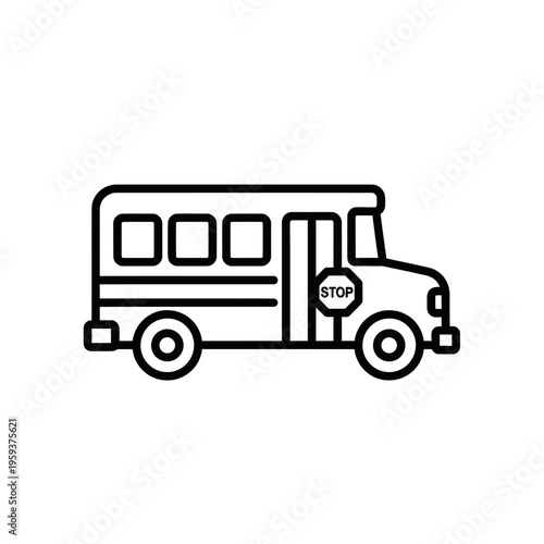 Minimalist Line Drawing of a School Bus for Transportation and Travel Concepts