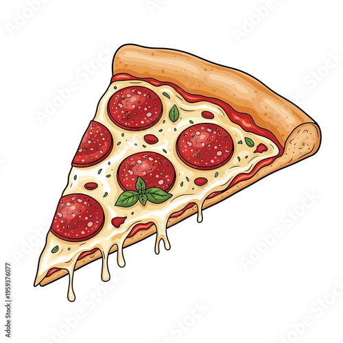Pepperoni Pizza Slice with Melting Cheese