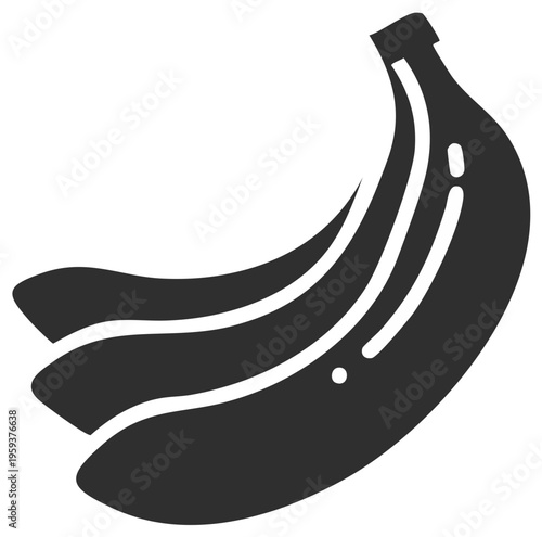 Iconic Banana Bunch Graphics Ripe Fruits Delicious Vitamin Snack Tropical Exotic Freshness Health Food Style