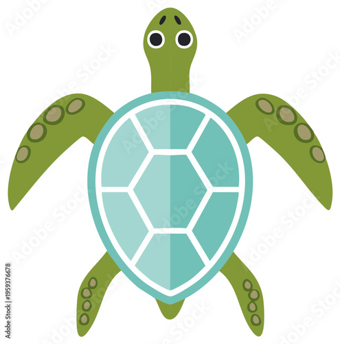 Sea Turtle Graphic Simple Illustration Cartoon Ocean Animal Flat Design
