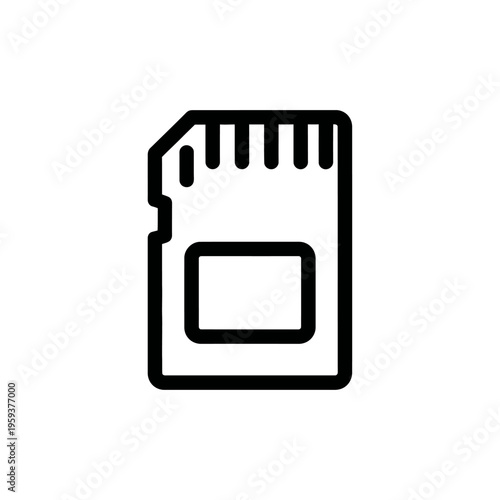 Minimalist Memory Card Icon for Digital Storage and Data Transfer