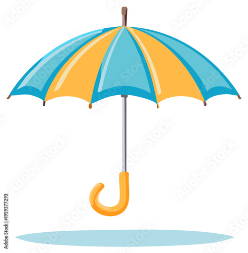 Colorful umbrella illustration with opened design, for weather protection.