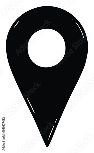 Glossy black location pin map marker icon for navigation applications and pointing out destinations on digital maps or geographic information systems