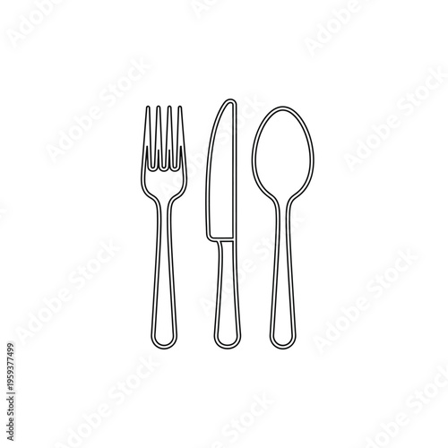 Minimalist Outline of Fork Knife and Spoon Set for Dining and Culinary Themes