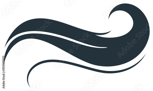 Abstract dark blue waves with white highlights flowing gracefully, representing movement and nature