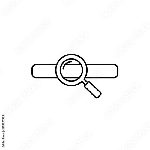 Minimalist Search Icon with Magnifying Glass Over Horizontal Bar for Digital Interface