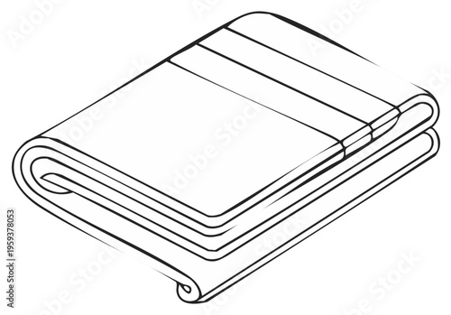 Neatly folded towel line art drawing illustration simple clean graphic design element