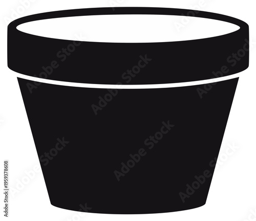 Empty Flower Pot Silhouette Icon for Planting and Gardening