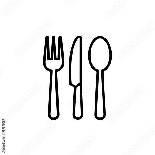 Minimalistic Black and White Dining Cutlery Illustration for Food and Restaurant Themes
