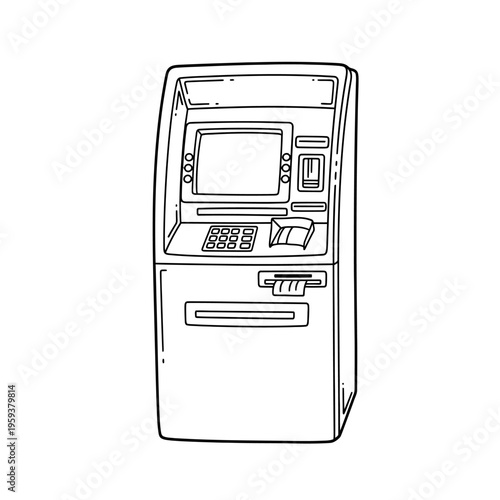 Modern Automated Bank ATM Machine with Digital Screen and Cash Dispenser