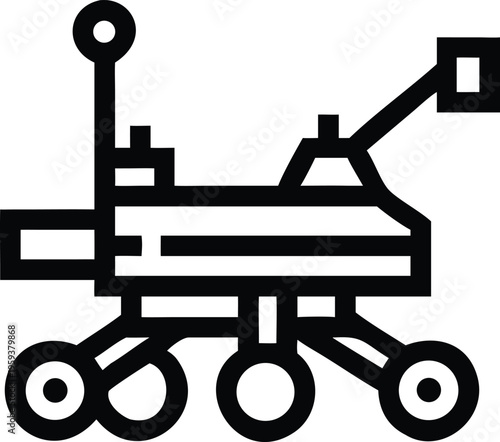 A sleek outline of a robotic mars rover exploring distant planets and extraterrestrial terrains