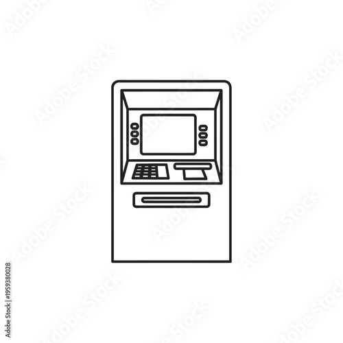Modern Automated Teller Machine (ATM) with Digital Screen and Card Slot
