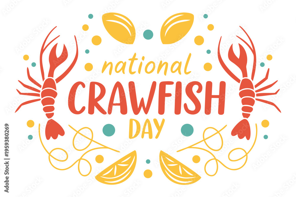 Obraz premium NATIONAL CRAWFISH DAY vector illustration isolated on white background