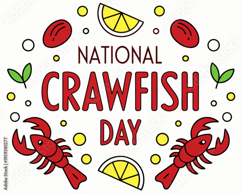 Crawfish Celebration Vector, Seafood and Festive National Crawfish Day Design
